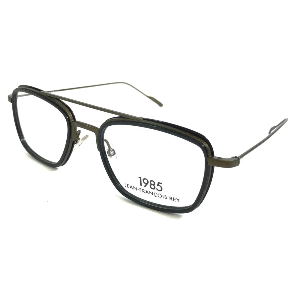 J.F. Rey Eyeglasses Frames HARRY 0043 Shiny Black Khaki Brown Full Rim 51-20-145